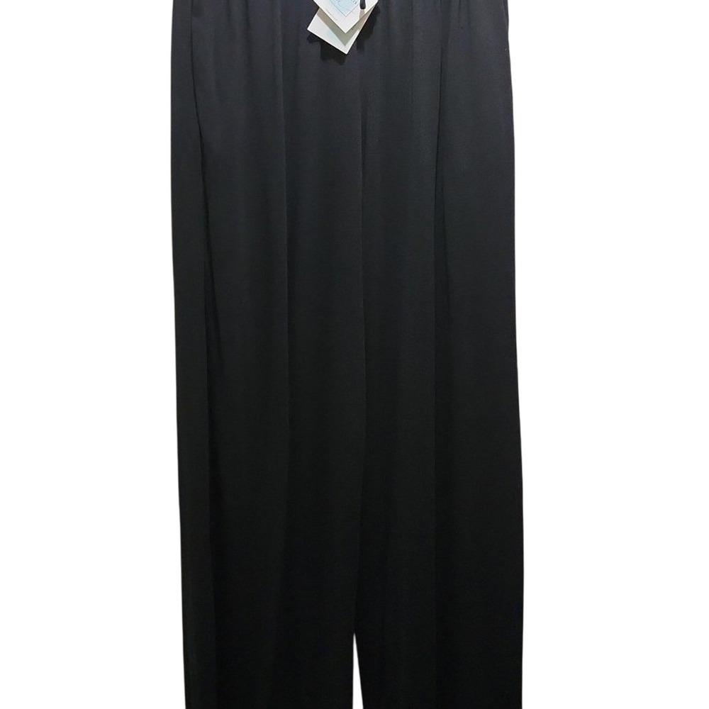 Black Wide leg Pull On Pants By Egreis Lined Elastic Waist Size Medium - NWT